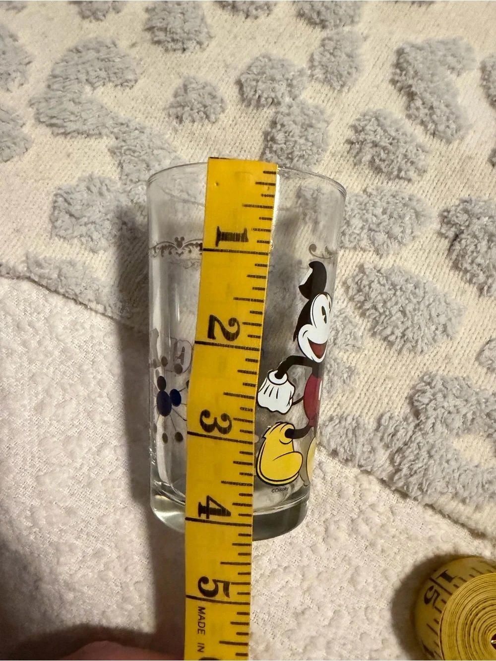 Disney Mickey & Friends Clear Glasses with Red Yellow Blue Accents (Set of 3)